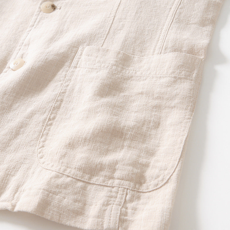 Ramie Vintage Striped Casual Jacket