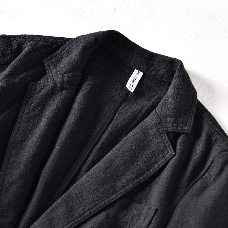 Ramie Retro Solid Color Casual Jacket