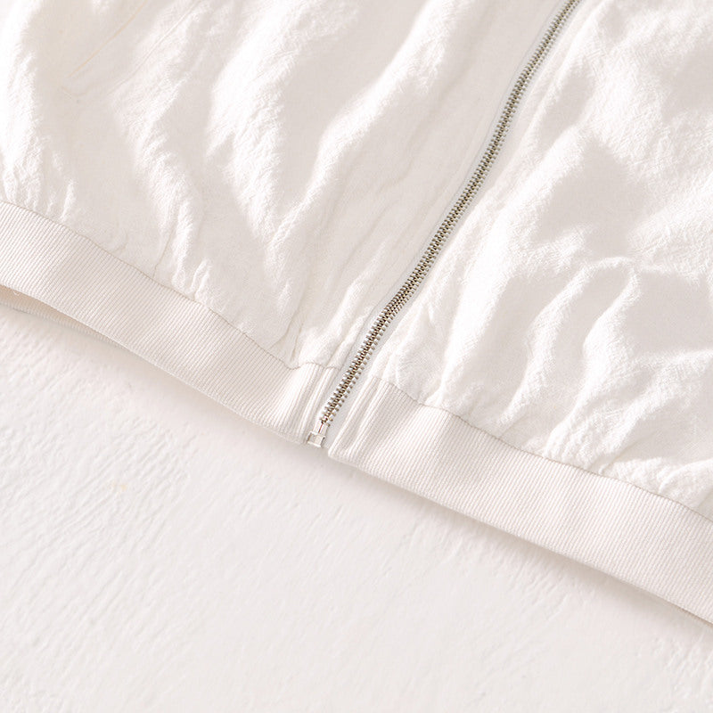 Ramie Vintage Casual Baseball Jacket