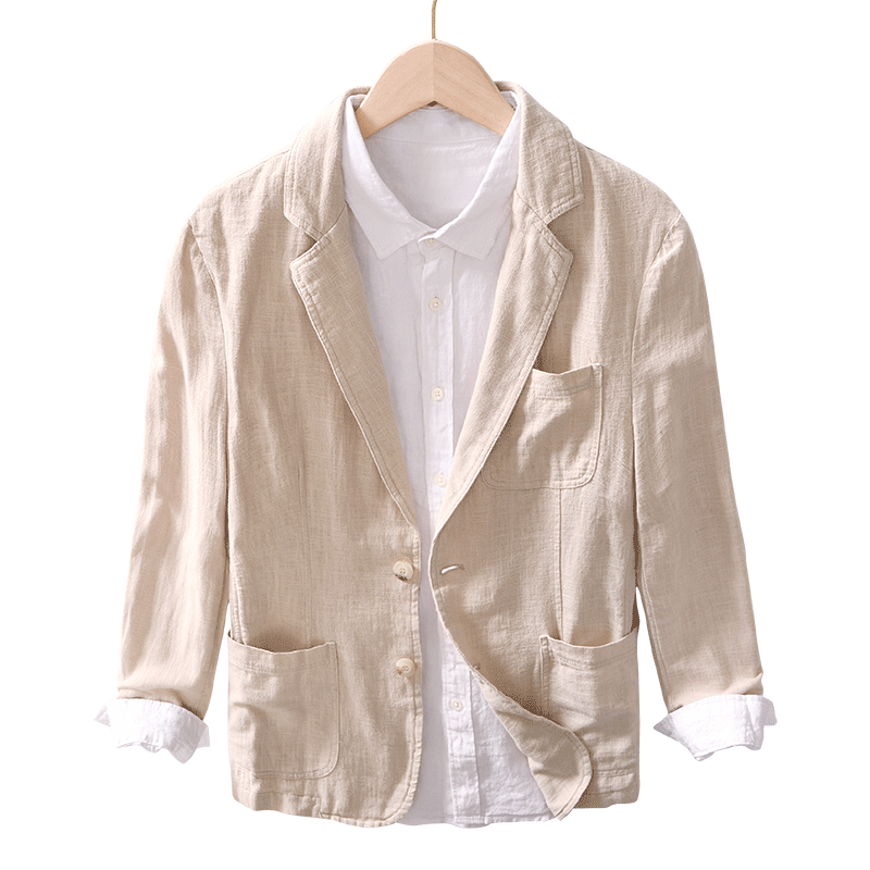 Ramie Retro Solid Color Casual Jacket