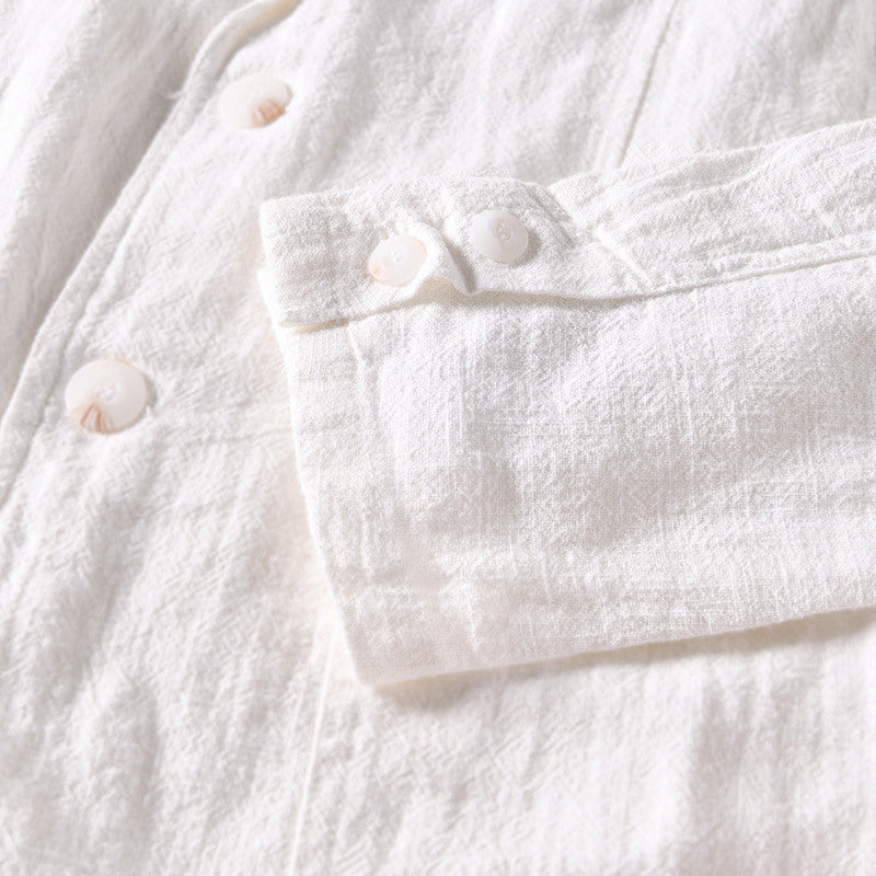 Ramie Retro Solid Color Casual Jacket