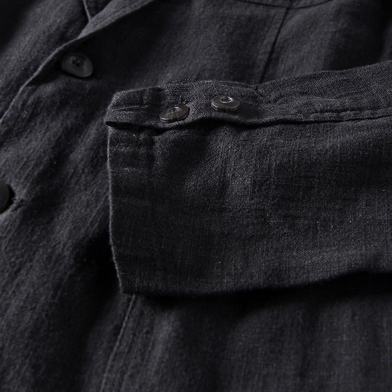 Ramie Retro Solid Color Casual Jacket