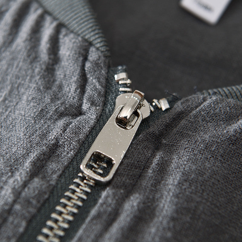 Ramie Vintage Casual Baseball Jacket