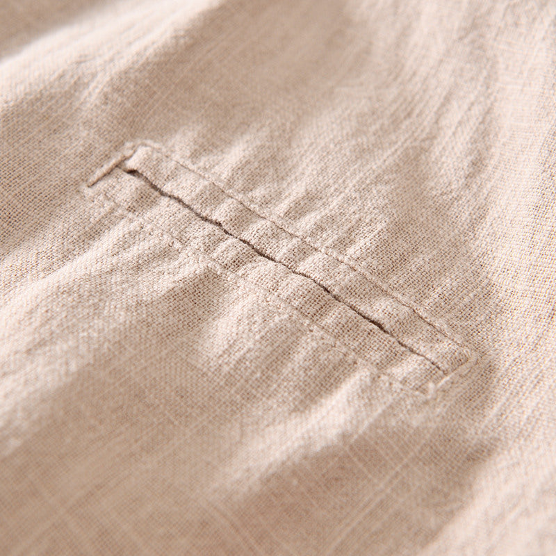 Ramie Vintage Casual Baseball Jacket