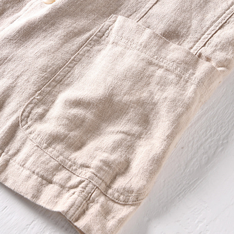 Ramie Retro Solid Color Casual Jacket