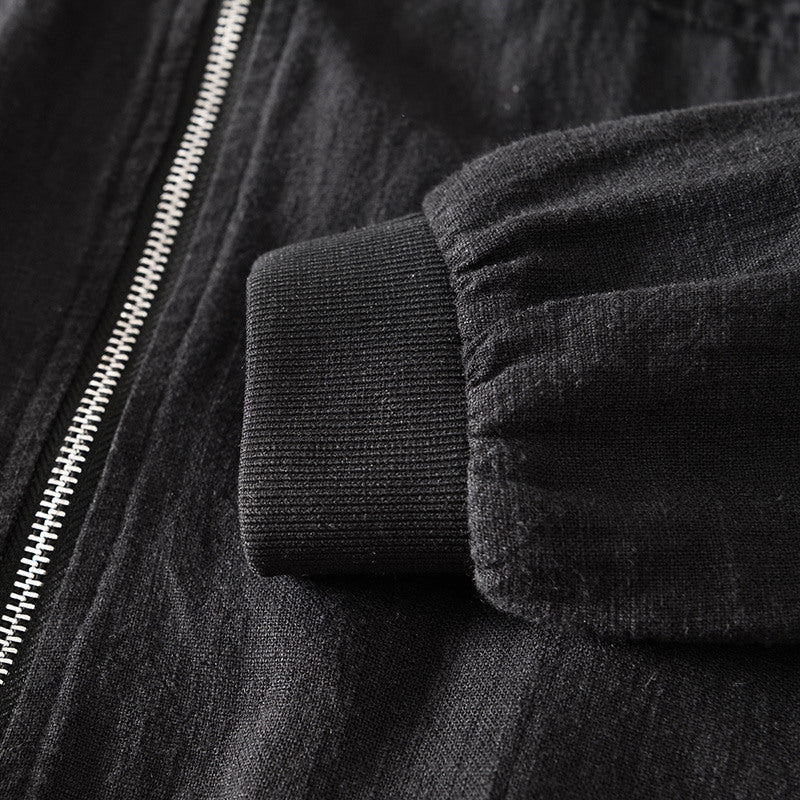 Ramie Vintage Casual Baseball Jacket