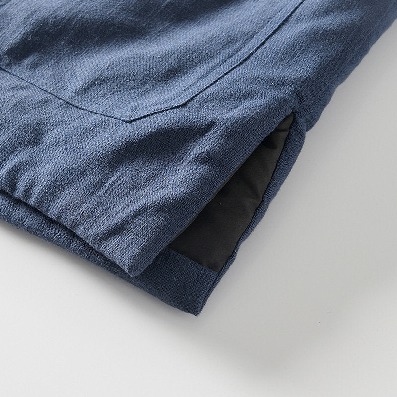 Ramie Vintage Button Hooded Jacket