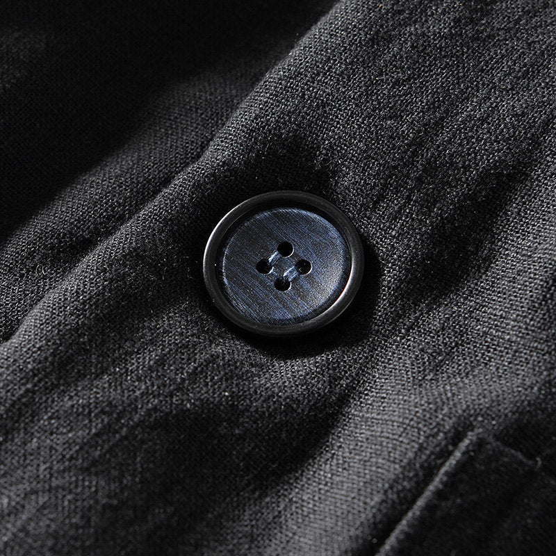 Ramie Vintage Button Hooded Jacket