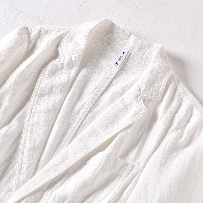 Ramie Retro Solid Color Casual Jacket
