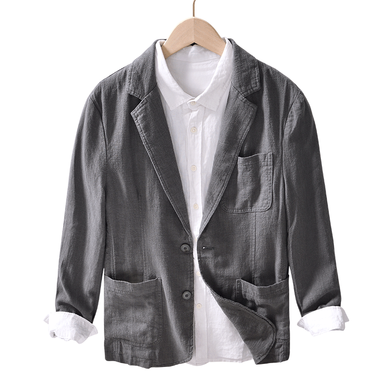 Ramie Retro Solid Color Casual Jacket