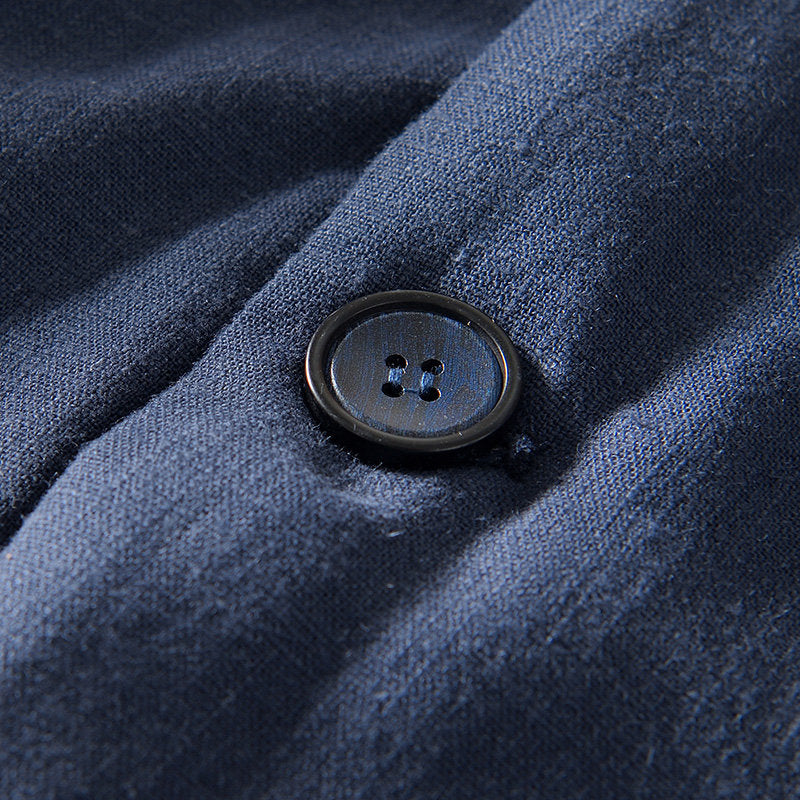 Ramie Vintage Button Hooded Jacket