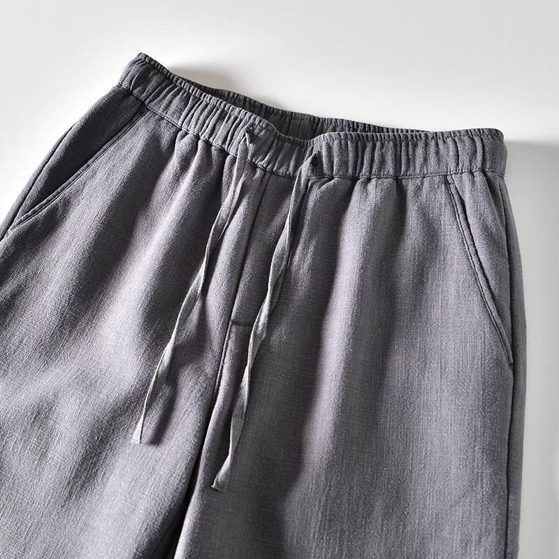 Ramie Retro Drawstring Fleece Pants