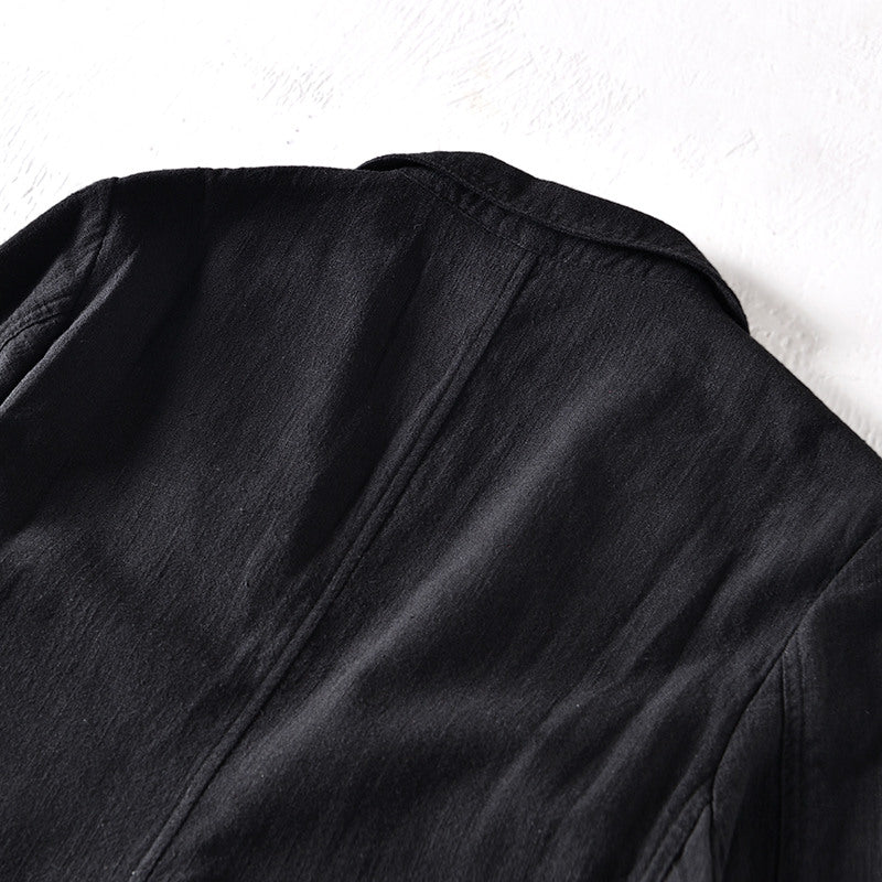 Ramie Retro Solid Color Casual Jacket