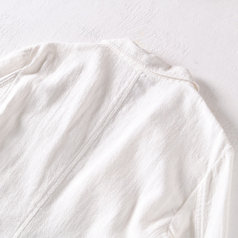 Ramie Retro Solid Color Casual Jacket