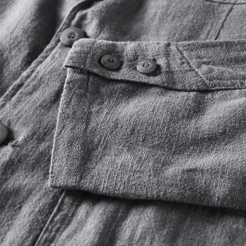 Ramie Retro Solid Color Casual Jacket