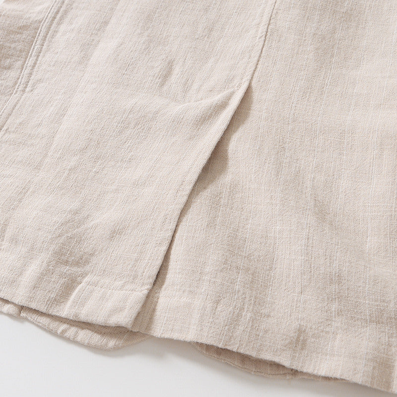 Ramie Vintage Striped Casual Jacket