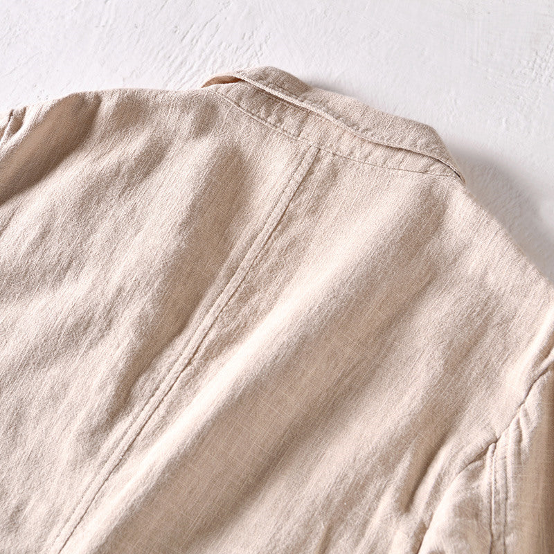 Ramie Retro Solid Color Casual Jacket