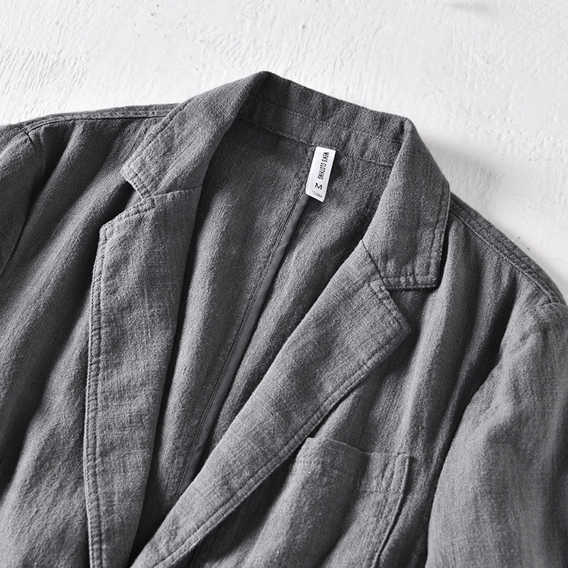 Ramie Retro Solid Color Casual Jacket