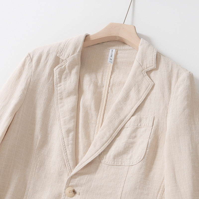 Ramie Vintage Striped Casual Jacket