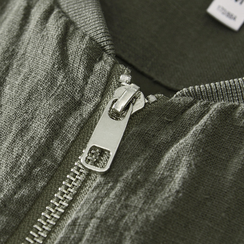 Ramie Vintage Casual Baseball Jacket