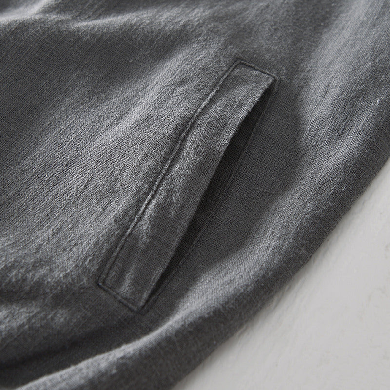 Ramie Vintage Casual Baseball Jacket