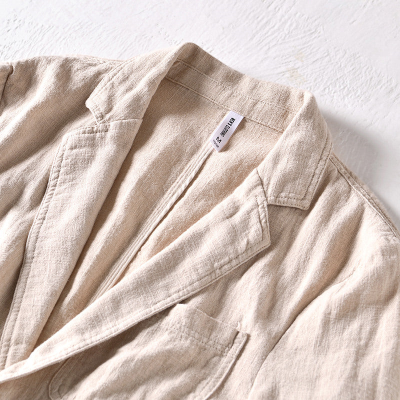Ramie Retro Solid Color Casual Jacket
