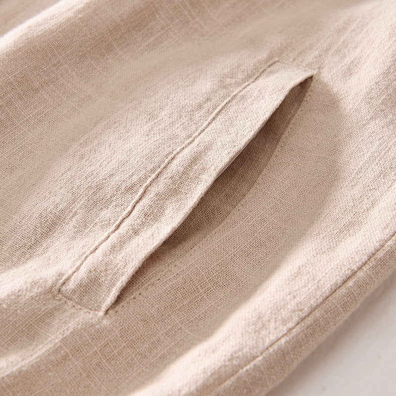 Ramie Vintage Casual Baseball Jacket