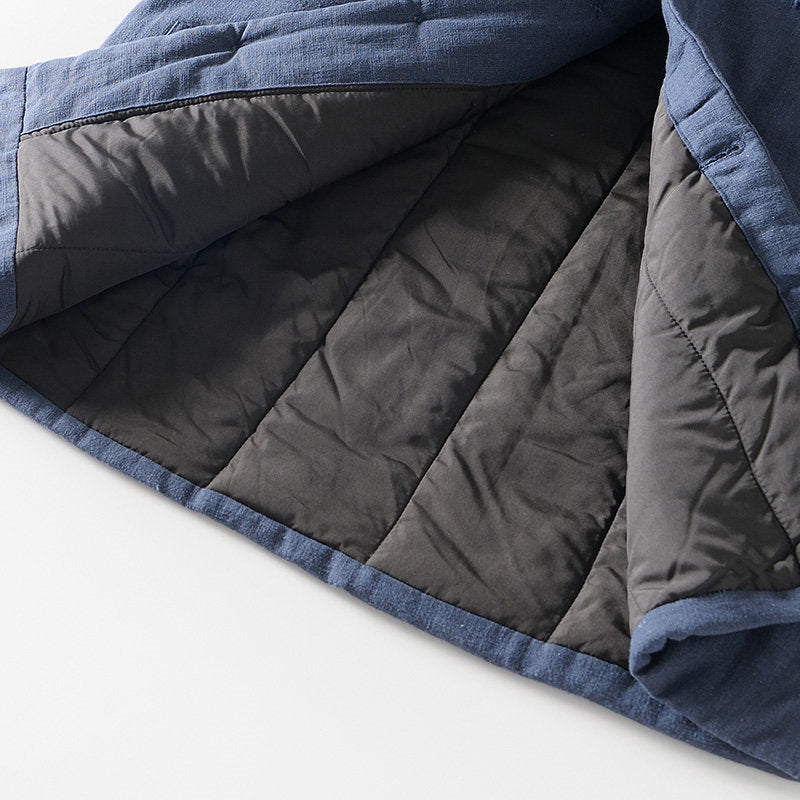 Ramie Vintage Button Hooded Jacket