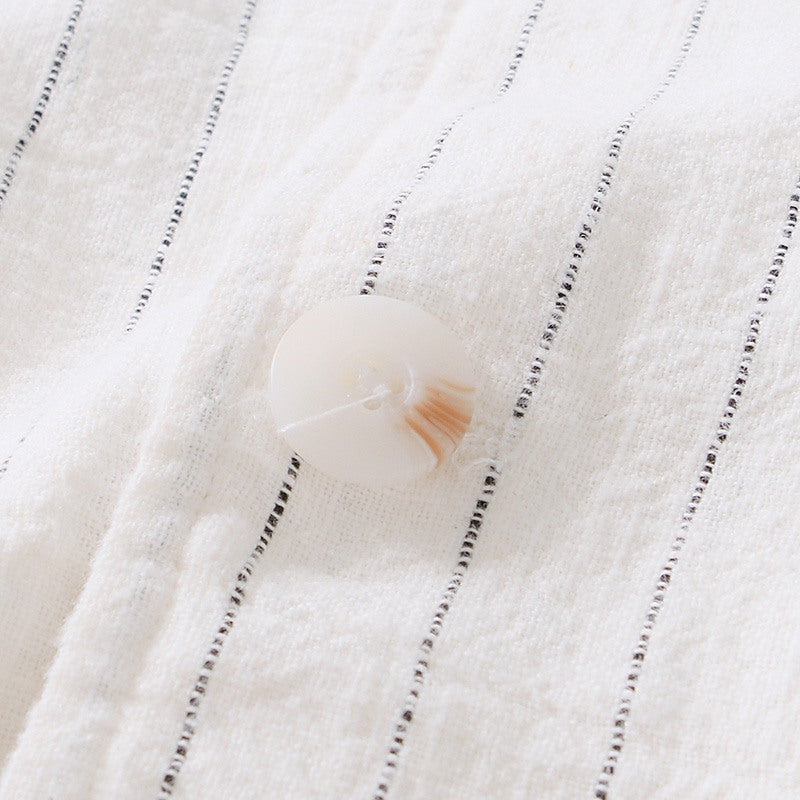 Ramie Vintage Striped Casual Jacket